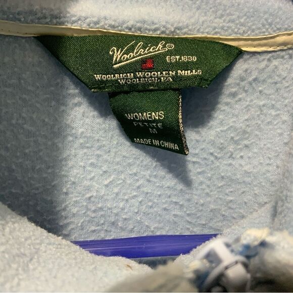 Woolrich Full Zip light Blue Fleece with Pockets - Size M Petite - Picture 4 of 9
